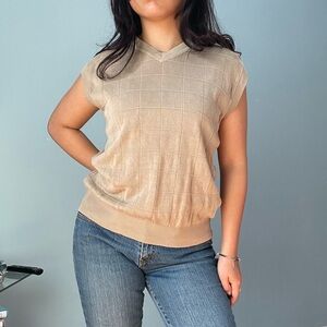 Va Bene Tan Silk Vest Sweater